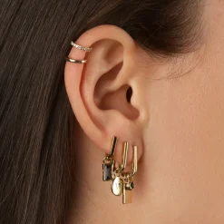 Discount Midi Charm Paperclip Huggie Earrings in 10k Gold Gifts For Her | 10k Gold