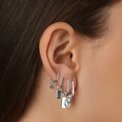 Best Midi Charm Paperclip Huggie Earrings in Silver Gifts For Her | 925 Sterling Silver