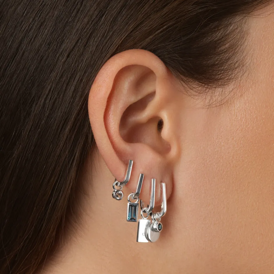Best Midi Charm Paperclip Huggie Earrings in Silver Gifts For Her | 925 Sterling Silver