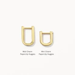 Discount Midi Charm Paperclip Huggie Earrings in 10k Gold Gifts For Her | 10k Gold