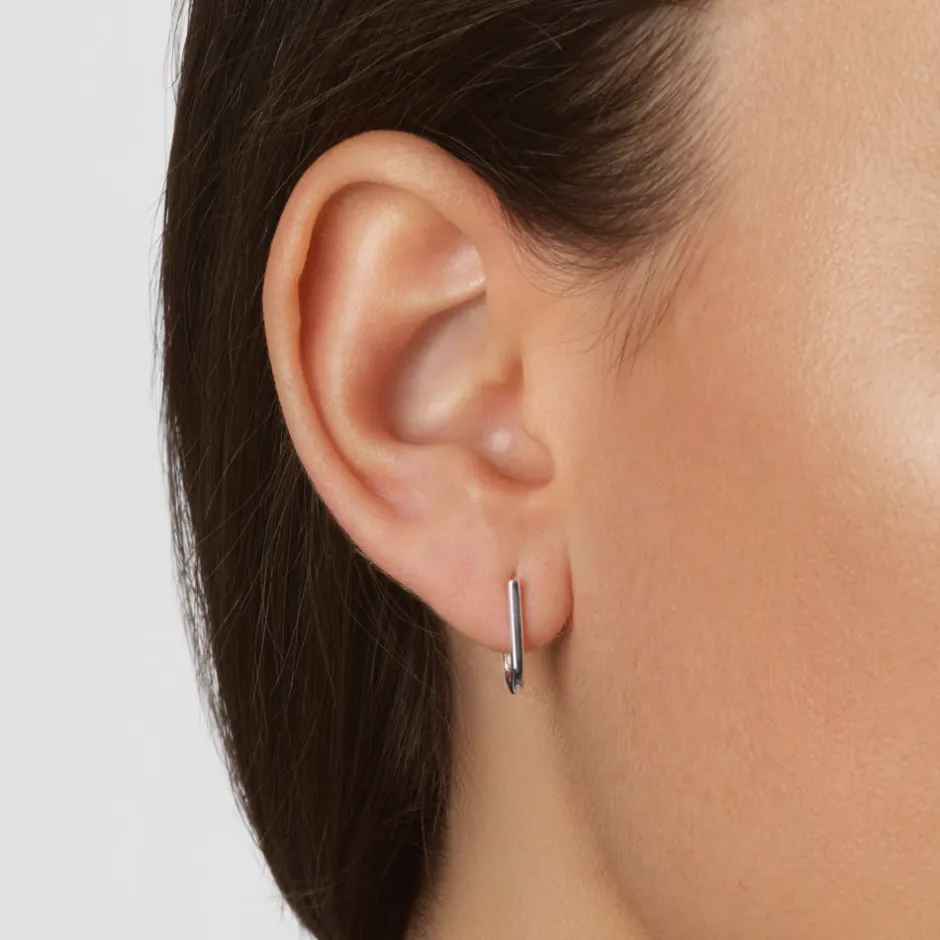 Best Midi Charm Paperclip Huggie Earrings in Silver Gifts For Her | 925 Sterling Silver