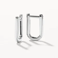 Best Midi Charm Paperclip Huggie Earrings in Silver Gifts For Her | 925 Sterling Silver