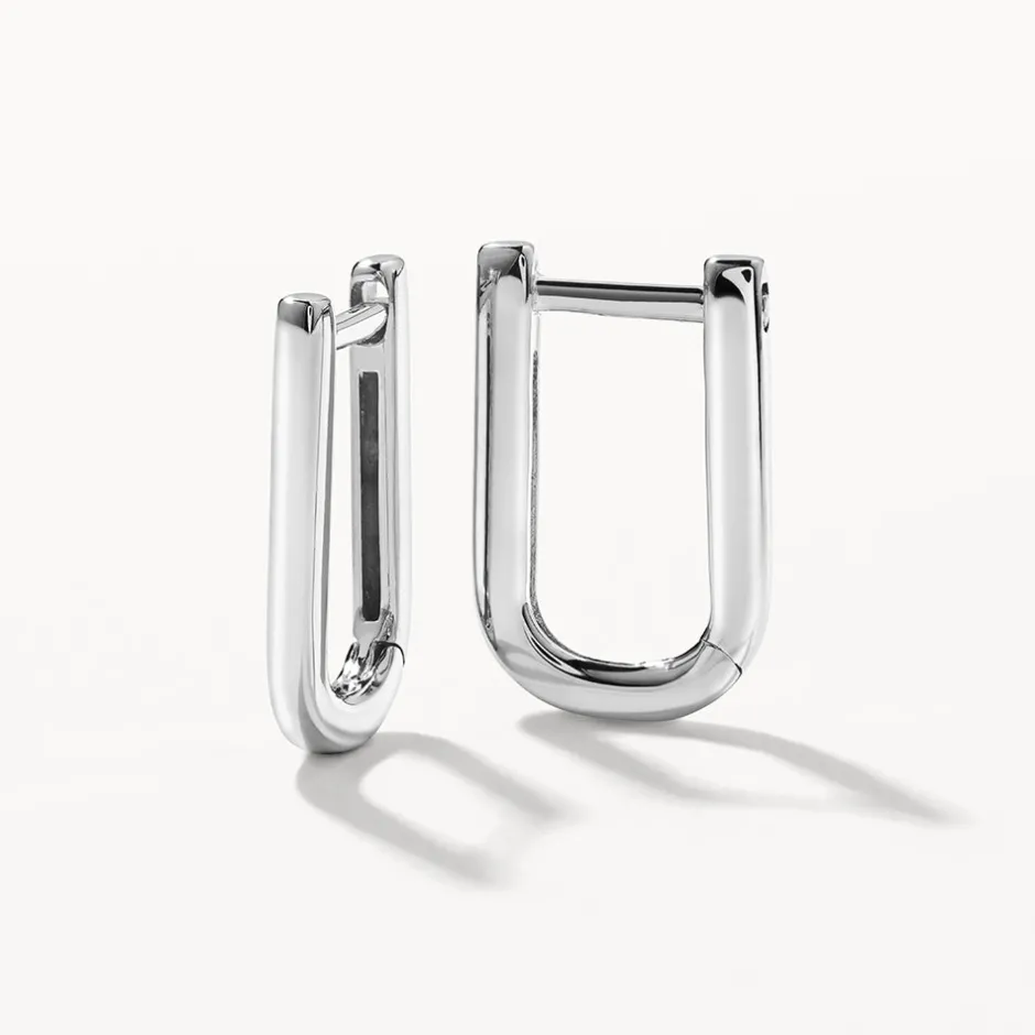 Best Midi Charm Paperclip Huggie Earrings in Silver Gifts For Her | 925 Sterling Silver