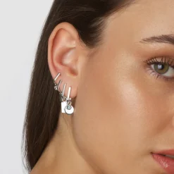 Best Midi Charm Paperclip Huggie Earrings in Silver Gifts For Her | 925 Sterling Silver