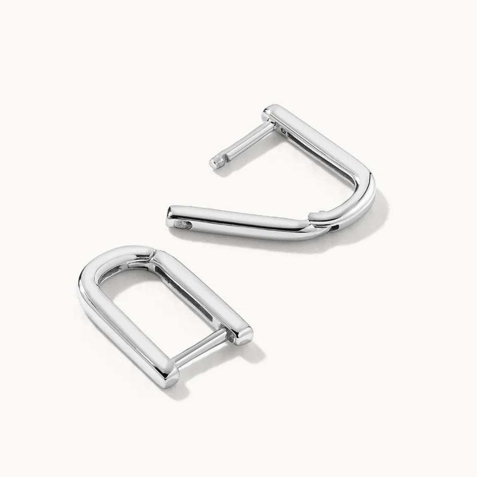 Best Midi Charm Paperclip Huggie Earrings in Silver Gifts For Her | 925 Sterling Silver