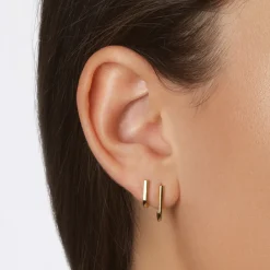 Discount Midi Charm Paperclip Huggie Earrings in 10k Gold Gifts For Her | 10k Gold