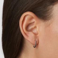 Best Midi Charm Paperclip Huggie Earrings in Silver Gifts For Her | 925 Sterling Silver