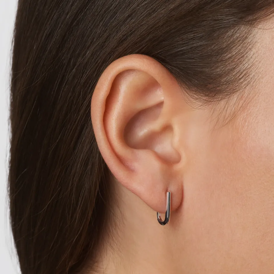 Best Midi Charm Paperclip Huggie Earrings in Silver Gifts For Her | 925 Sterling Silver