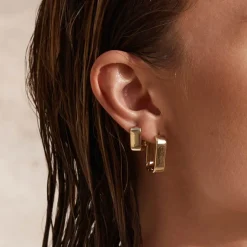 Clearance Midi Chunky Paperclip Earrings in Gold 18k Fine Gold Plated | Earrings
