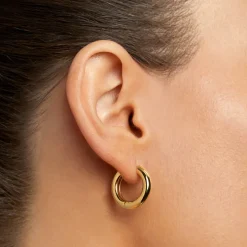 Online Midi Curve Hoop Earrings in Gold Best Friend Gifts | Under $150