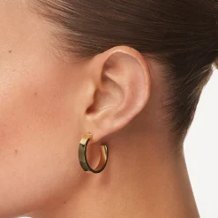Online Midi Flat Hoop Earrings in  Gold 18k Fine Gold Plated | Earrings