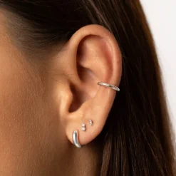 Online Midi Huggie Earrings in Silver Gifts For Him | Best Friend Gifts