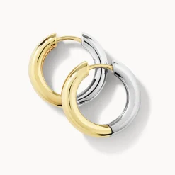 Outlet Midi Mixed Metal Reversible Hoop Earring in Gold 18k Fine Gold Plated | Earrings