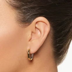 Outlet Midi Mixed Metal Reversible Hoop Earring in Gold 18k Fine Gold Plated | Earrings