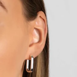 Hot Midi Paperclip Earrings in Silver Under $150 | 925 Sterling Silver