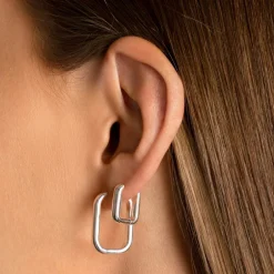 Hot Midi Paperclip Earrings in Silver Under $150 | 925 Sterling Silver