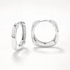 Hot Midi Square Edge Hoops in Silver 925 Sterling Silver | Earrings