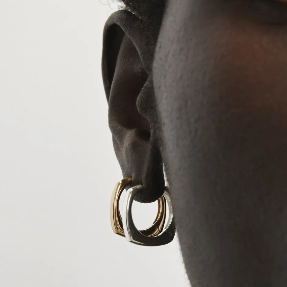 Fashion Midi Square Edge Hoops in Gold 18k Fine Gold Plated | Earrings