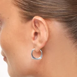 Hot Midi Square Edge Hoops in Silver 925 Sterling Silver | Earrings
