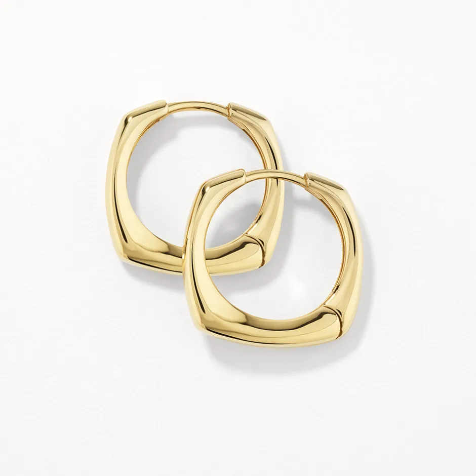 Fashion Midi Square Edge Hoops in Gold 18k Fine Gold Plated | Earrings