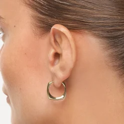 Fashion Midi Square Edge Hoops in Gold 18k Fine Gold Plated | Earrings