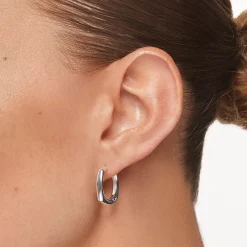 Hot Midi Square Edge Hoops in Silver 925 Sterling Silver | Earrings