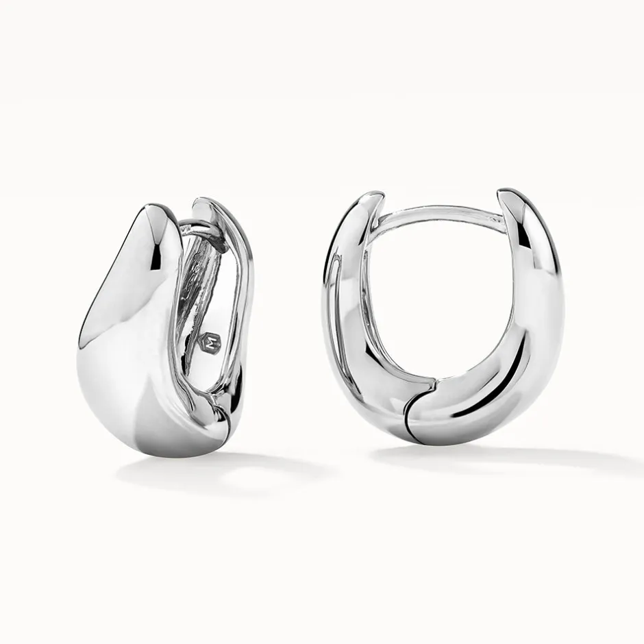 Clearance Midi Wave Dome Huggies in Silver 925 Sterling Silver | Earrings