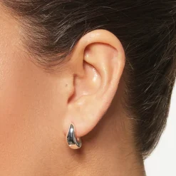 Clearance Midi Wave Dome Huggies in Silver 925 Sterling Silver | Earrings