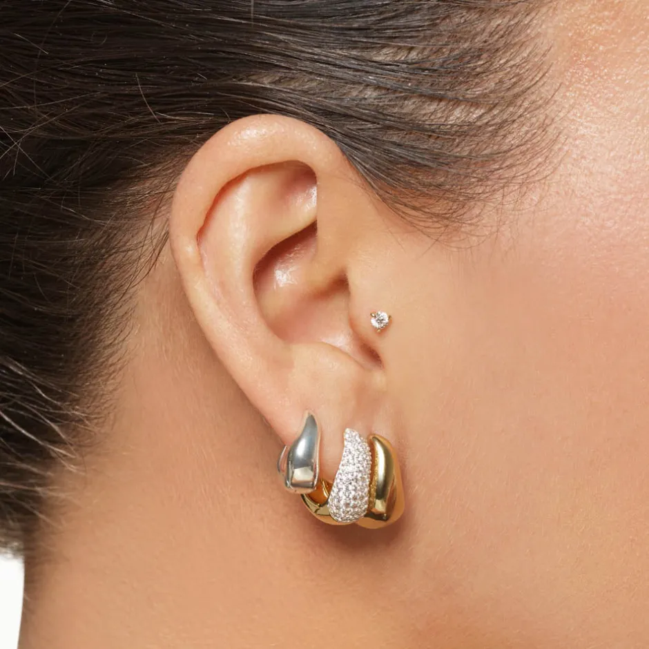 Best Midi Wave Dome Huggies in Gold 18k Fine Gold Plated | Earrings