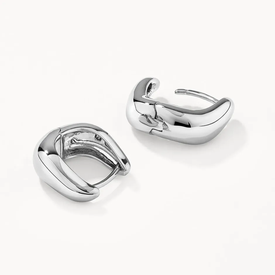 Clearance Midi Wave Dome Huggies in Silver 925 Sterling Silver | Earrings