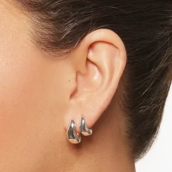 Clearance Midi Wave Dome Huggies in Silver 925 Sterling Silver | Earrings