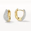 Fashion Midi White Topaz Pave Wave Huggies Dome in Gold Best Selling Gifts | Natural Gemstones