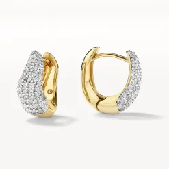 Fashion Midi White Topaz Pave Wave Huggies Dome in Gold Best Selling Gifts | Natural Gemstones