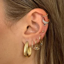 Sale Mini Charm Huggie Earrings in 10k Gold 10k Gold | Unisex