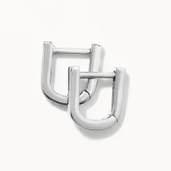 Hot Mini Charm Paperclip Huggie Earrings in Silver 925 Sterling Silver | Unisex