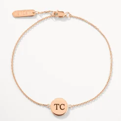 New Mini Engravable Circle Bracelet in Rose Gold Engravable Jewellery | 18k Fine Rose Gold Plated