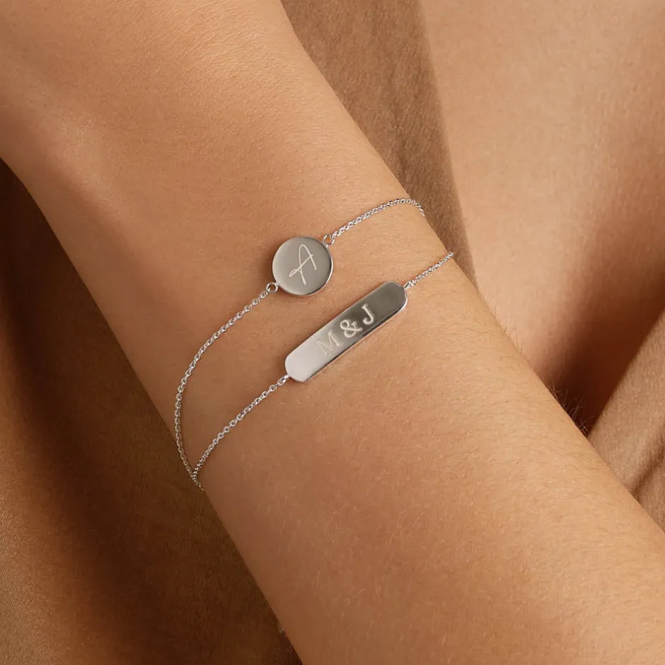 Outlet Mini Engravable Circle Bracelet in Silver Gifts For Him | Engravable Jewellery