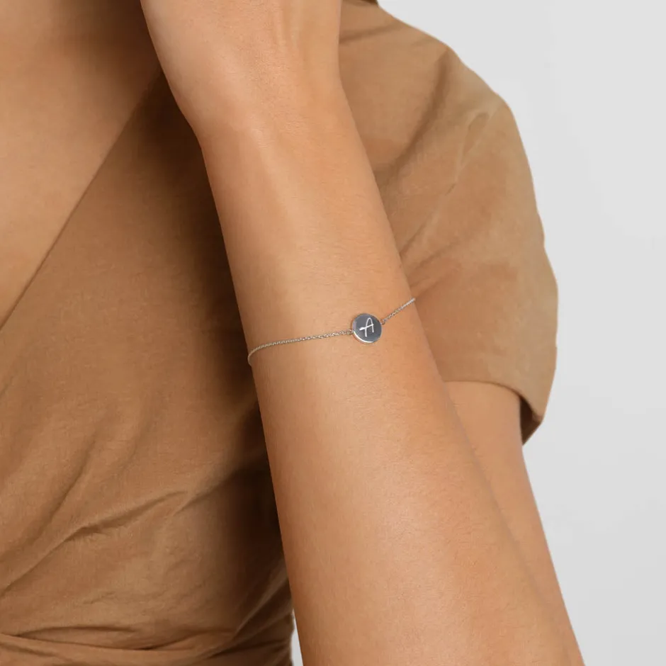 Outlet Mini Engravable Circle Bracelet in Silver Gifts For Him | Engravable Jewellery