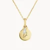 Fashion Mini Engravable Disc Laboratory-Grown Diamond Baguette Necklace in 10k Gold Best Selling Gifts | Gifts For Her