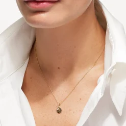 Fashion Mini Engravable Disc Laboratory-Grown Diamond Baguette Necklace in 10k Gold Best Selling Gifts | Gifts For Her