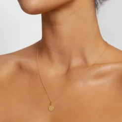 Fashion Mini Engravable Disc Necklace in 10k Gold Gifts For Her | Bridal Gifts