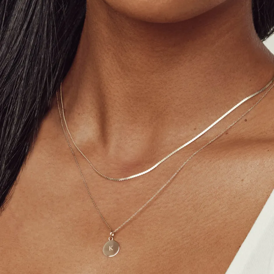 Fashion Mini Engravable Disc Necklace in 10k Gold Gifts For Her | Bridal Gifts