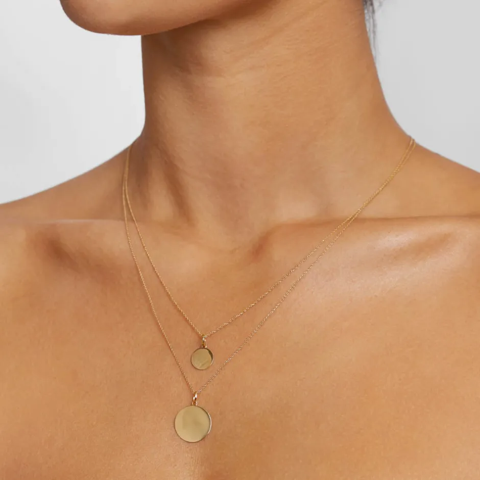 Fashion Mini Engravable Disc Necklace in 10k Gold Gifts For Her | Bridal Gifts