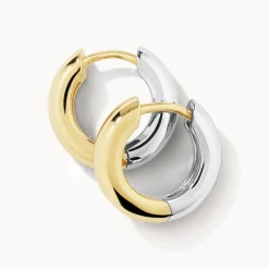 Hot Mini Mixed Metal Reversible Hoop Earring in Gold 18k Fine Gold Plated | Earrings