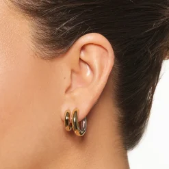 Hot Mini Mixed Metal Reversible Hoop Earring in Gold 18k Fine Gold Plated | Earrings