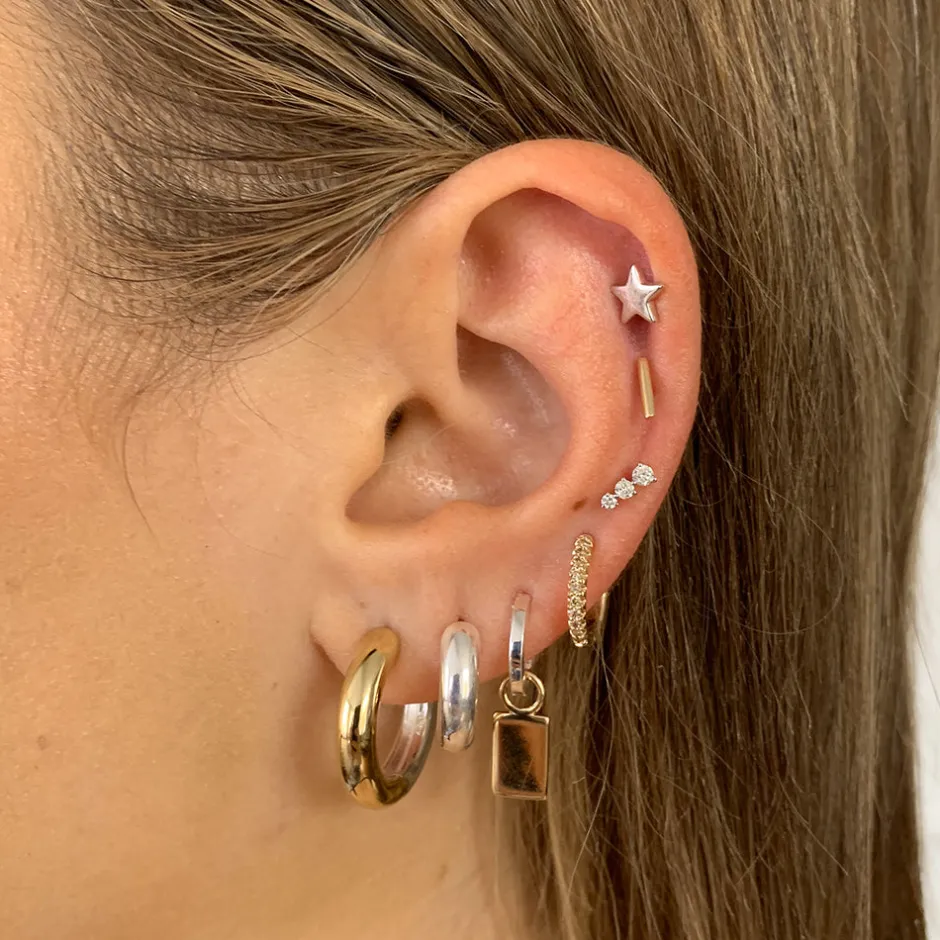 Hot Mini Mixed Metal Reversible Hoop Earring in Gold 18k Fine Gold Plated | Earrings