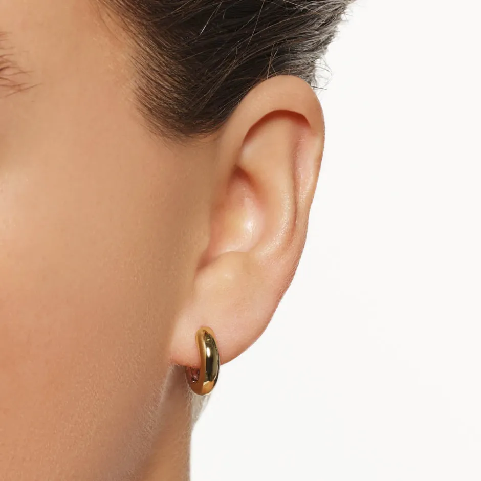 Hot Mini Mixed Metal Reversible Hoop Earring in Gold 18k Fine Gold Plated | Earrings