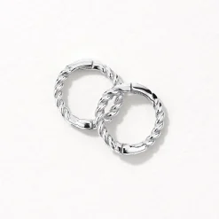 New Mini Rope Helix Huggie Earrings in Silver 925 Sterling Silver | Earrings
