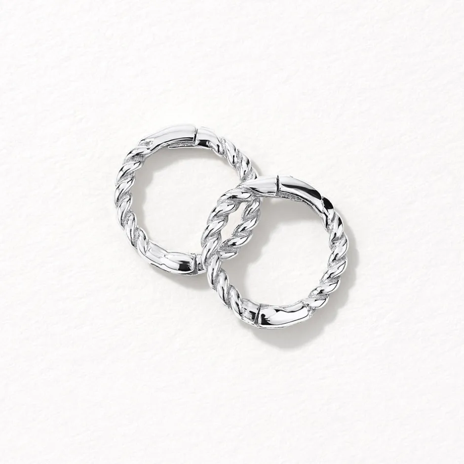 New Mini Rope Helix Huggie Earrings in Silver 925 Sterling Silver | Earrings
