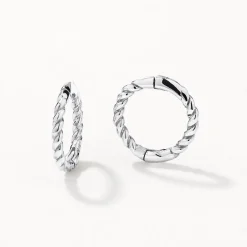 Fashion Mini Rope Helix Huggie Earrings in Silver 925 Sterling Silver | Earrings